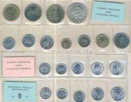 1990-91. 2f-50f 5klf db (2x) 2db szettben + 1994. 10f-200Ft 11klf db, benne Ag forgalmi szettben T:1...