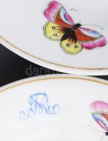 cca 1870-1880, A Herendi Viktória mintát utánzó, Hausmaler Karl Anton által festett 6 darabos mélyít...