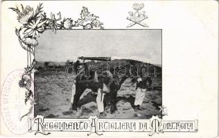 Reggimento Artiglieria da Montagna / Italian military, mountain artillery regiment, soldiers with donkey. Art Nouveau, floral (EK)
