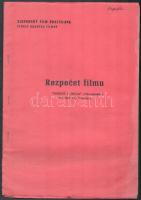 1973 A Hószakadás c. Csehszlovákiában forgatott, 1974-ben bemutatott magyar-bolgár-lengyel film (rendezte: Kósa Ferenc) cseh nyelvű költségvetési terve, Dimény Tibor gyártásvezető és mások aláírásaival. Tűzve, kissé sérült borítóval, (3)+10 p.