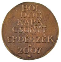 2007. "Boldog Karácsonyt - Erdészék / SzT - END -RE" kétoldalas bronz emlékérem (~42-41mm) T:AU