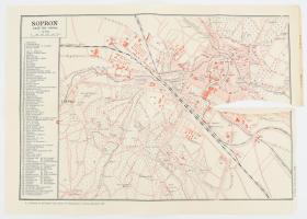 1925 Sopron szabad királyi város térképe 36x37 cm, hiánnyal, szakadással, hajtva.