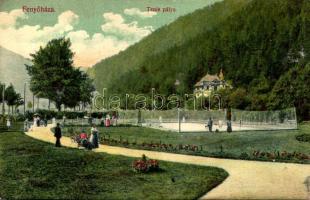 1909 Fenyőháza, Lubochna; Teniszpálya. Kiadja Ébenhő Károly / tennis court