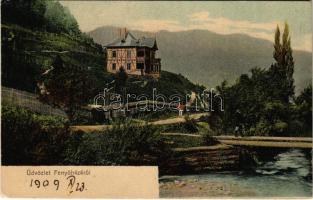 1909 Fenyőháza, Lubochna; Gyógyfürdő vízgyógyintézet és nyaralótelep (Bérlő Jahn Nándor) / spa, villa, hotel