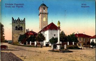 1915 Poprád (Magas-Tátra, Vysoké Tatry); Fő tér, Galló Ede üzlete / Hauptplatz / main square, shop (ragasztónyom / glue marks)