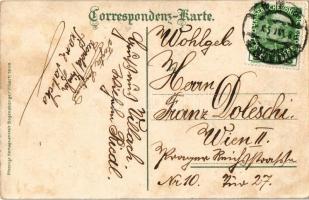 Villach, Warmbad m. d. Karawanken, Mittagskogel u. Türkenkopf, Stadtpfarrthurm, Evangel. Kirche, Gai...