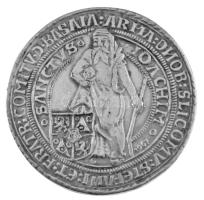 Csehország / történelmi tartomány 1520. Tallér "Szt. Joachim", ezüstözött fém másolat 1967-ből (42mm) T:XF Bohemia 1520. Joachimsthaler silver plated metal copy from 1967 (42mm) C:XF