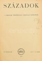 Századok. A Magyar Történelmi Társulat közlönye. 90. évf. 1956. 1-6. sz. Bp., 1957, Akadémiai Kiadó. Félvászon-kötésben, intézményi bélyegzőkkel.