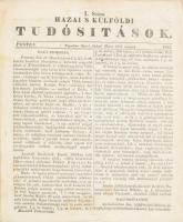 1833 Hazai s Külföldi Tudósítások 1-52 eredeti száma egybekötve, 416p, sérült papírkötésben.