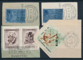 1953-1955 4 db kivágás alkalmi bélyegzéssel