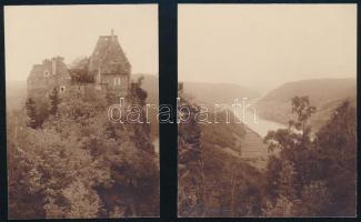 Konrad Heller (1875-1931): Ruine Aggstein (Wachau) ca 1910 2 db fotó zsealtinos ezüst nagyítás 6x10cm a művész hagyatékából / gelatine silver print