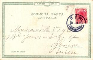 1901 Sicevacka klisura, Sicevo Gorge; Greetings from Serbia! Nis - Pirot railway line, handcar. Jord...