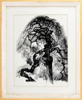 Vigh István (1936-): Japánakác a szarvasi arborétumból. Szitanyomat, papír, jelzett, művészpéldány E...