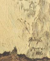 Jelzés nélkül, Hollósy Simon után: Tengerihántás. Színezett rézkarc, papír. Üvegezett, sérült fakere...