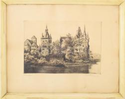 Paulovits Pál (1892-1975): Városliget. Rézkarc, papír. Jelzett. Lapszéli apró foltokkal. Üvegezett, ...