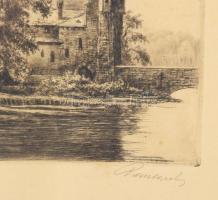 Paulovits Pál (1892-1975): Városliget. Rézkarc, papír. Jelzett. Lapszéli apró foltokkal. Üvegezett, ...