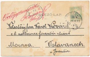 1902 Pozsony, Pressburg, Bratislava; Államvasúti indóház, vasútállomás, gőzmozdony, vonat. Bediene d...