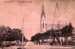 1915 Palánka, Újpalánka, Backa Palanka; Római katolikus templom, kútfúrás. Hoffmann K. Ferenc kiadása / church, well drilling (EK)