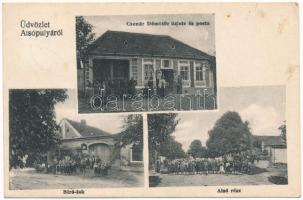 1922 Alsópulya, Dolnja Pulja, Unterpullendorf (Répcesarud-Alsópulya, Frankenau-Unterpullendorf); Bíró lak, Alsó rész, posta, Csenár Dömötör üzlete és saját kiadása / Villa, Postamt, Strasse, Handlung / post office, villa, shop, street (fl)