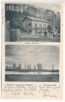 1903 Légrád, Legrad; Vasútállomás, Zrínyi tér, Dráva részlet / railway station, square, riverside + &quot;BROD - NAGY-KANIZSA 26. SZ.&quot; vasúti mozgóposta bélyegző