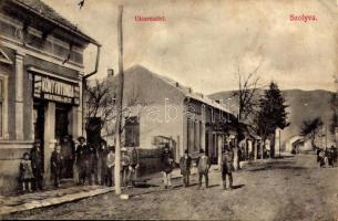 Szolyva, Svalava, Svaljava, Szvaljava, Svaliava; utca, Goldenberg és Hecht könyvnyomdája, üzlete és saját kiadása / street view, publisher&#039;s shop (r)