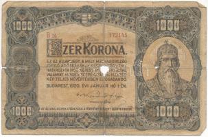 1920. 1000K "Orell Füssli Zürich" nyomdahely jelöléssel T:VG középen nagyobb anyaghiány Adamo K36