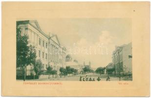 Szamosújvár, Gherla; Víz utca, főgimnázium, Járásbíróság. W.L. Bp. 1884. 1910-13. / street, school, county court (fl)