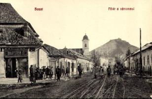 Huszt, Chust, Khust; Fő tér a várrommal, Hartstein J. üzlete. Ausländer Ignác kiadása / main square, castle ruins, shops (Rb)