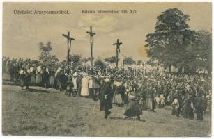 1911 Aranyosmarót, Zlaté Moravce; Kálvária felszentelése 1910. X. 2. / consecration of the calvary (EB)