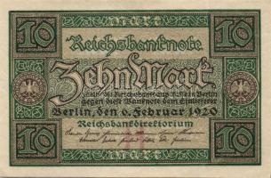 Német Birodalom / Weimari Köztársaság 1920. 10M (7x) közte közeli sorszámokkal T:II+ (alig látható h...