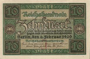 Német Birodalom / Weimari Köztársaság 1920. 10M (7x) közte közeli sorszámokkal T:II+ (alig látható h...