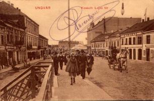 Ungvár, Uzshorod, Uzhhorod, Uzhorod; Kossuth Lajos tér, üzletek. Székely és Illés kiadása / square, shops (EK)