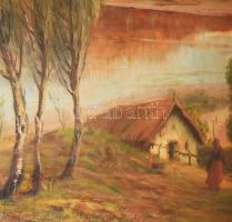 Horváth B jelzéssel, XX. sz. első fele: Vízparti táj. Olaj, karton. Kissé vetemedett. Dekoratív, sér...