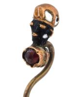 Afrikai fej alakkal és kővel díszített nyakkendőtű, h: 5 cm