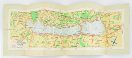 cca 1970 "Balatoner Fremdenführer" retró kihajtható reklámos kiadvány, a hátoldalán Balato...