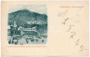 1899 (Vorläufer) Brassó, Kronstadt, Brasov; Korcsolyázó egylet korcsolyázó tere télen / ice skating rink in winter, sport (vágott / cut)