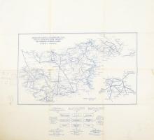 cca 1940 Magyarország vasúti térképe a visszatért felvidéki és kárpátaljai területekkel, a hivatalos...