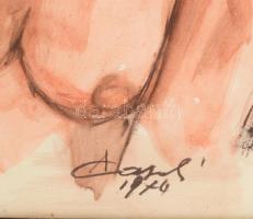 Olvashatatlan jelzéssel: Női akt. Akvarell, papír. Üvegezett fakeretben, 61×46 cm