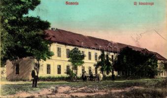 1912 Somorja, Csallóköz-Somorja, Somorin, Samorín; Új kaszárnya, laktanya. Kranzinger Nándor kiadása / K.u.K. military barracks (EB)