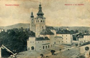 1913 Besztercebánya, Banská Bystrica; Mátyás tér, vár. Machold F. kiadása / square, castle (Rb)