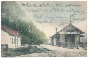 1906 Besztercebánya, Banská Bystrica; Szent János (Szentjános) vasútállomás. Walther Adolf és Társa kiadása / Bahnhof / Hron riverside, railway station Banská Bystrica mesto (EK)