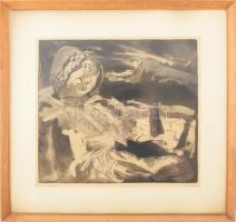 Kéri Imre (1945- ): Téli éjszaka (...), 1968. Rézkarc, papír, jelzett. 33,5x37 cm. Üvegezett fakeret...