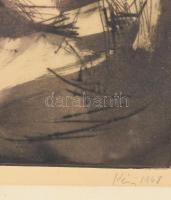 Kéri Imre (1945- ): Téli éjszaka (...), 1968. Rézkarc, papír, jelzett. 33,5x37 cm. Üvegezett fakeret...