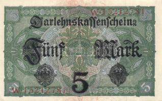 Német Birodalom / Császárság 1917. 5M (4x) szürkéskék variáns nyolcjegyű sorszámmal T:II+ (alig láth...