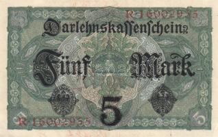 Német Birodalom / Császárság 1917. 5M (4x) szürkéskék variáns nyolcjegyű sorszámmal T:II+ (alig láth...