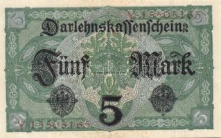 Német Birodalom / Császárság 1917. 5M (4x) szürkéskék variáns nyolcjegyű sorszámmal T:II+ (alig láth...