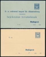 1902 Használatlan díjjegyes rendőrségi be- és kijelentő lap