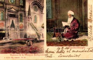 1906 Constantinople, Istanbul; Intérieur de la Mosquée Suleymanié / Süleymaniye Mosque interior (tear)