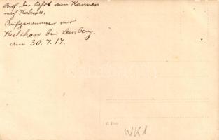 1917 Kulykiv, Kulików (Lviv, Lemberg, Lwów); WWI German military, soldiers at the railway station, t...