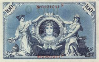 Német Birodalom / Császárság 1908. 100M (5x) piros bélyegzős variáns egymás utáni sorszámokkal T:II+...